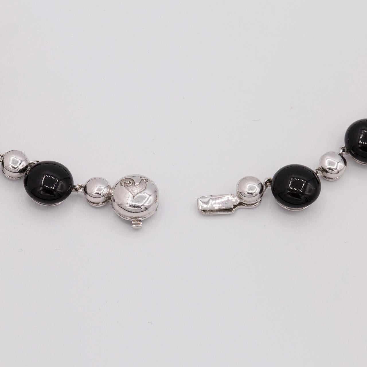Chantecler of Capri Black Onyx and Diamond Necklace In New Condition In Princeton, NJ