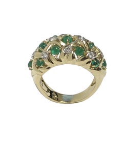 Chantecler of Capri Yellow Gold Emerald and Diamond Ring