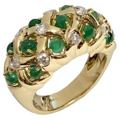 Vintage Chantecler of Capri Yellow Gold Emerald and Diamond Ring