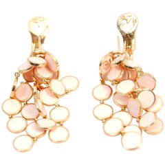 Chantecler "Pailletes" Pink Enamel Petals in 18 Karat Gold Earrings