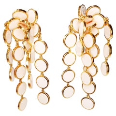 Chantecler "Pailletes" Pink Enamel Petals in 18 Karat Gold Earrings