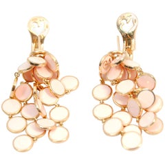 Chantecler "Pailletes" Pink Enamel petals in 18 Karat Gold Earrings