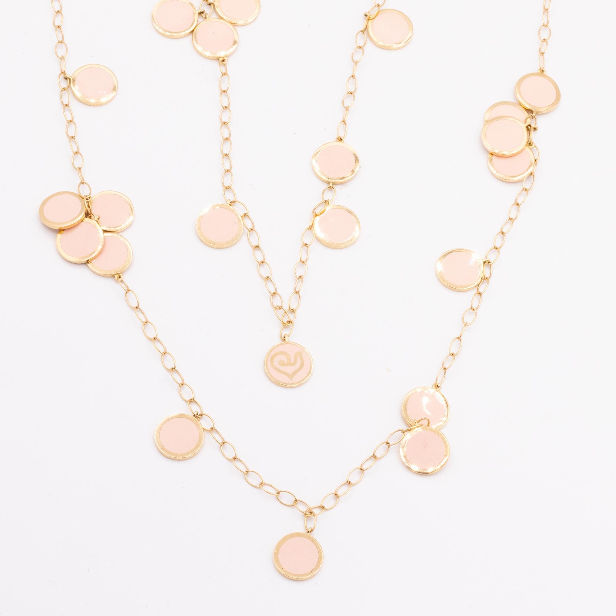 Contemporary Chantecler Paillettes Pink Enamel Necklace, Exclusively