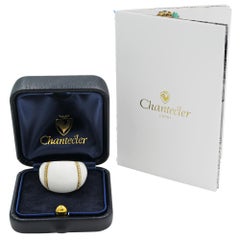 Chantecler White Ceramic Diamond Dome Shaped Ring 18K Yellow Gold 0.50ctw Size 7