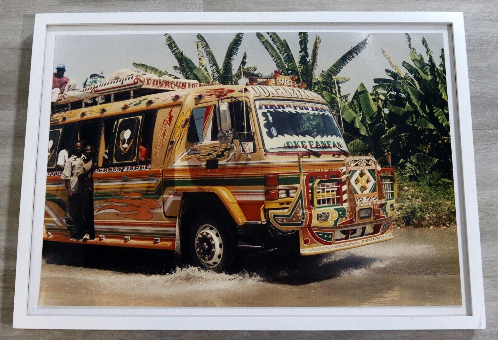 20th Century Chantel James Colorful Bus Haitian Contemporary Fine Art Photograph Framed