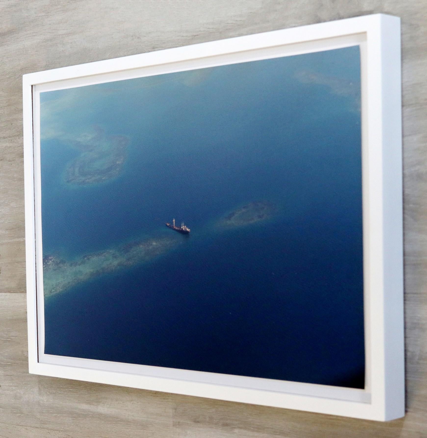 Chantal James Haiti Boat at Sea Photograph Signed Framed In Good Condition For Sale In Keego Harbor, MI