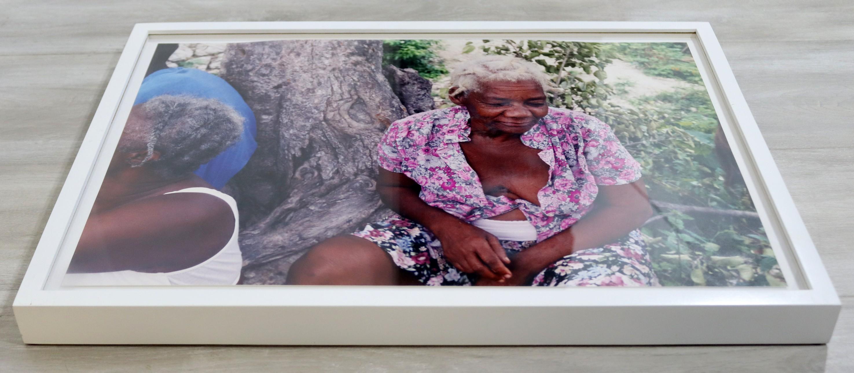 Chantal James Haiti Elderly Woman Photograph Framed Signed In Good Condition For Sale In Keego Harbor, MI