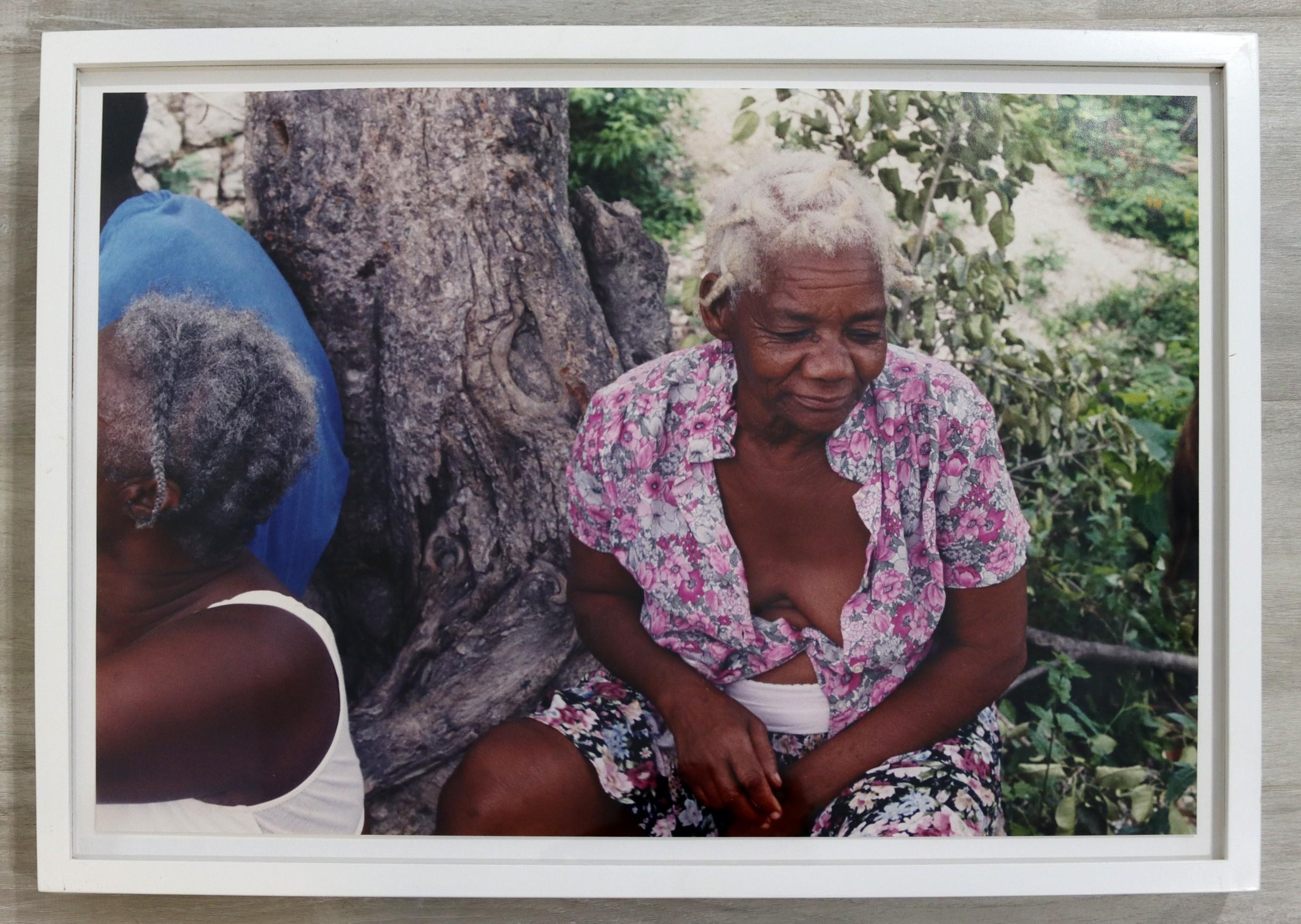 20th Century Chantal James Haiti Elderly Woman Photograph Framed Signed For Sale