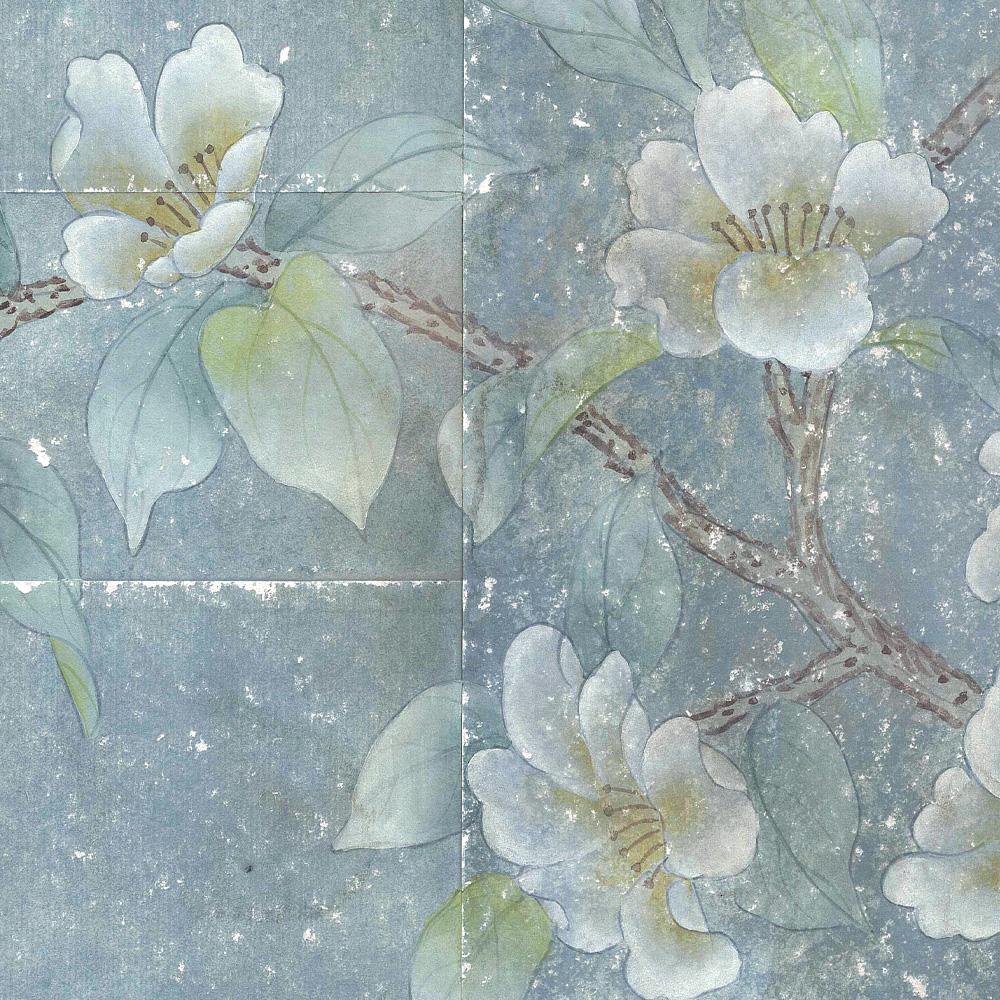 American Chanteur Antiqued Chinoiserie Wallpaper Mural For Sale