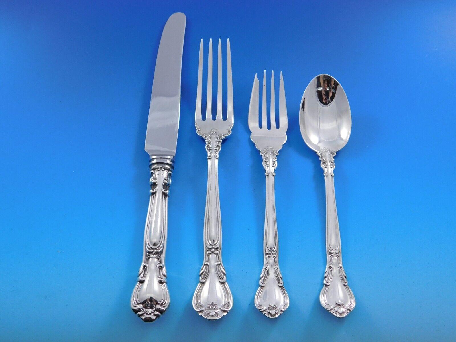 Chantilly by Birks Sterling Silver Flatware Set 8 Dinner Service 92 pcs Canada In Excellent Condition In Big Bend, WI