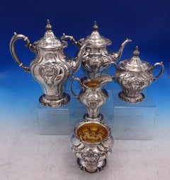 Chantilly by Gorham Duchess Sterling Silver Tea Set 5pc All Hand Chased '#6966'