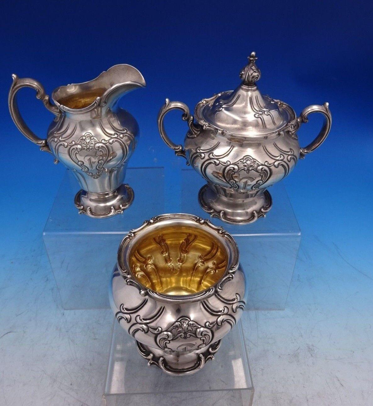 Service à thé en argent sterling 5 pièces Chassé à la main Chantilly par Gorham Duchess '#6966' en vente 1