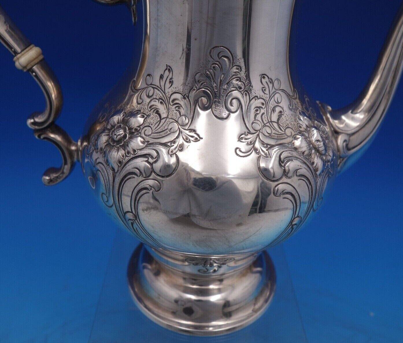 Service à thé en argent sterling Chantilly par Gorham, 4 pièces W/Flowers #1001-#1004/1 '#6916' en vente 2