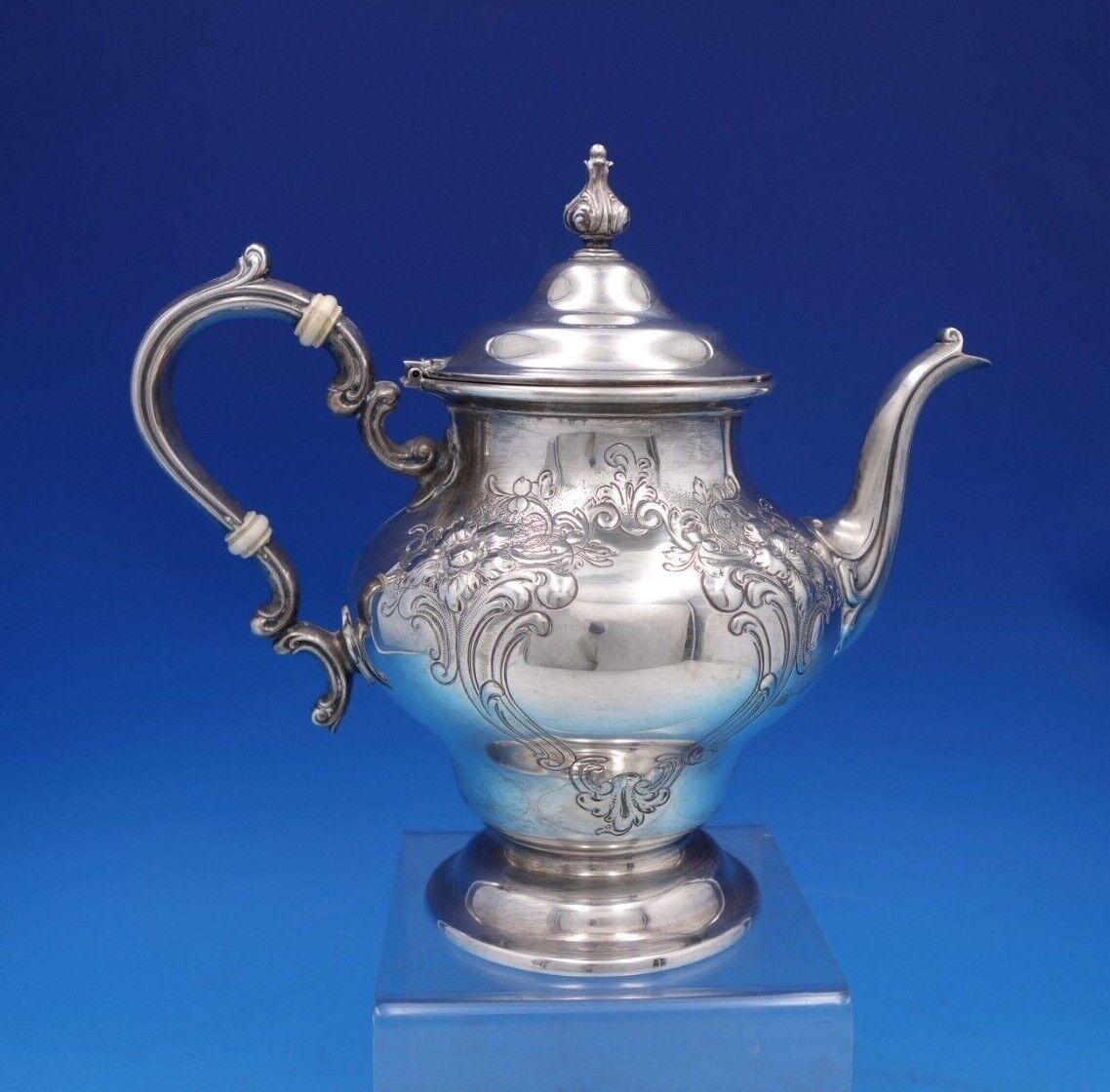 Service à thé en argent sterling Chantilly par Gorham, 4 pièces W/Flowers #1001-#1004/1 '#6916' en vente 3
