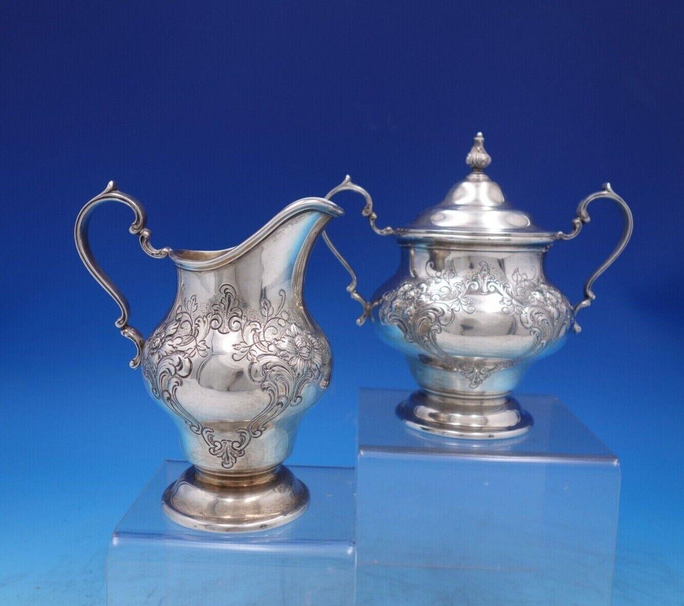 Service à thé en argent sterling Chantilly par Gorham, 4 pièces W/Flowers #1001-#1004/1 '#6916' en vente 4