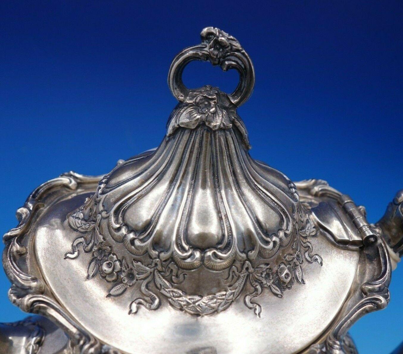 Chantilly by Gorham Sterling Silver Tea Set 5-Piece Hand Chased with SP Tray 1
