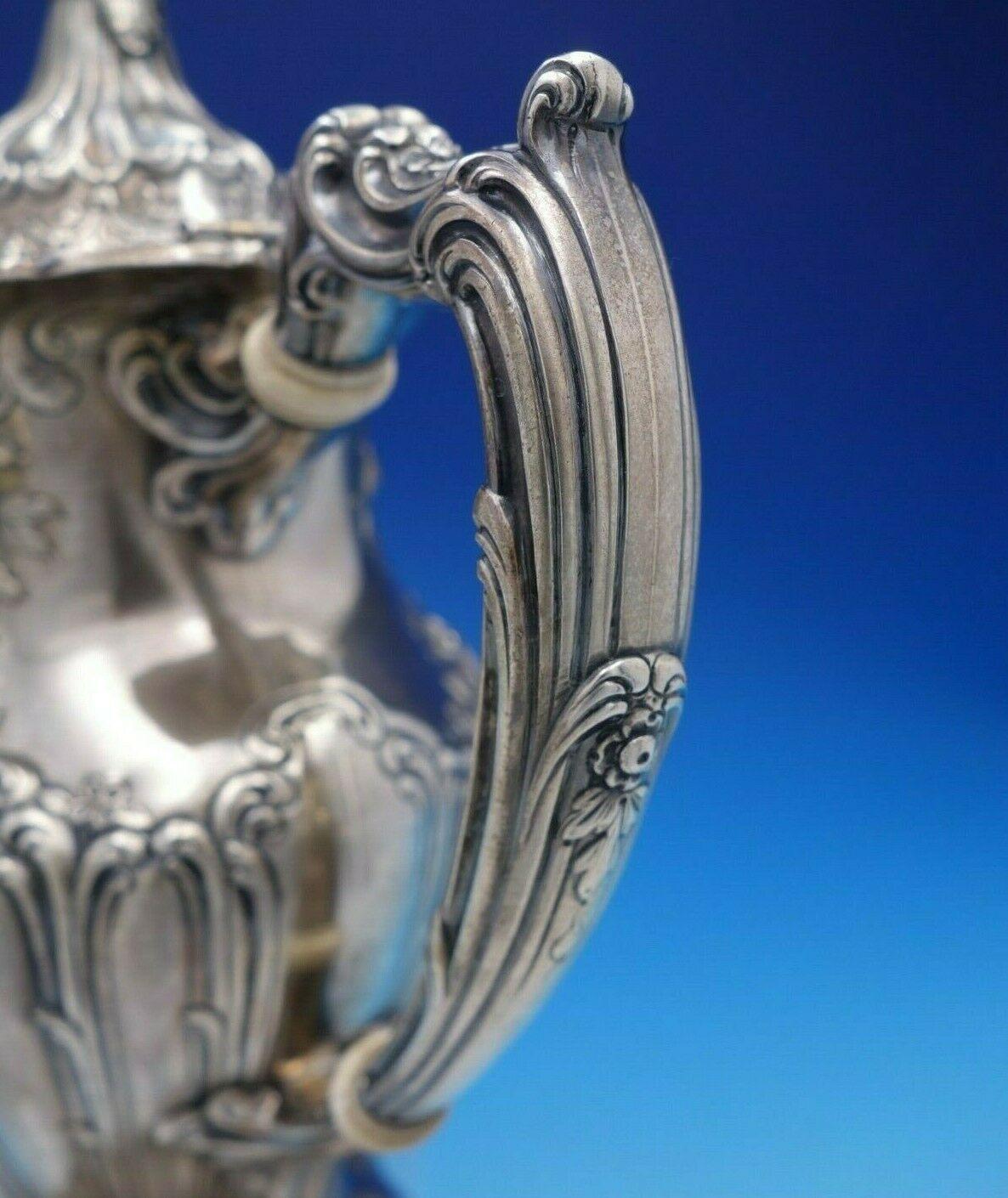Chantilly by Gorham Sterling Silver Tea Set 5-Piece Hand Chased with SP Tray 2