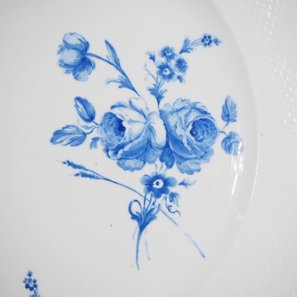 Rococo Chantilly Plate with Blue Flowers & Insects, C. 1770 For Sale