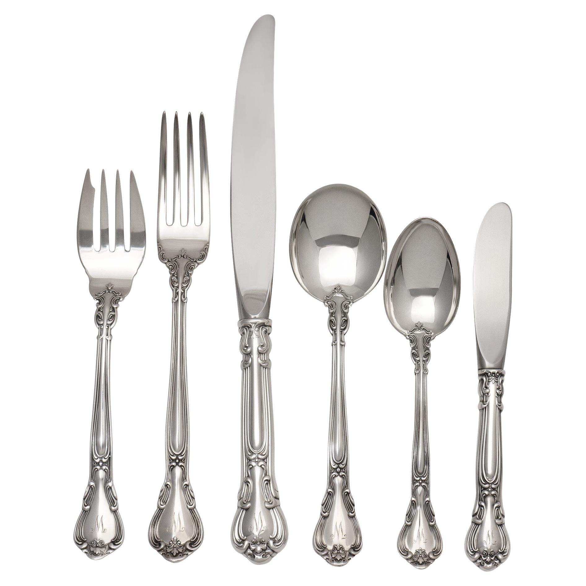 "Chantilly" Sterling Silver Flatware Set, Patented in 1895 by Gorham 4 x 12