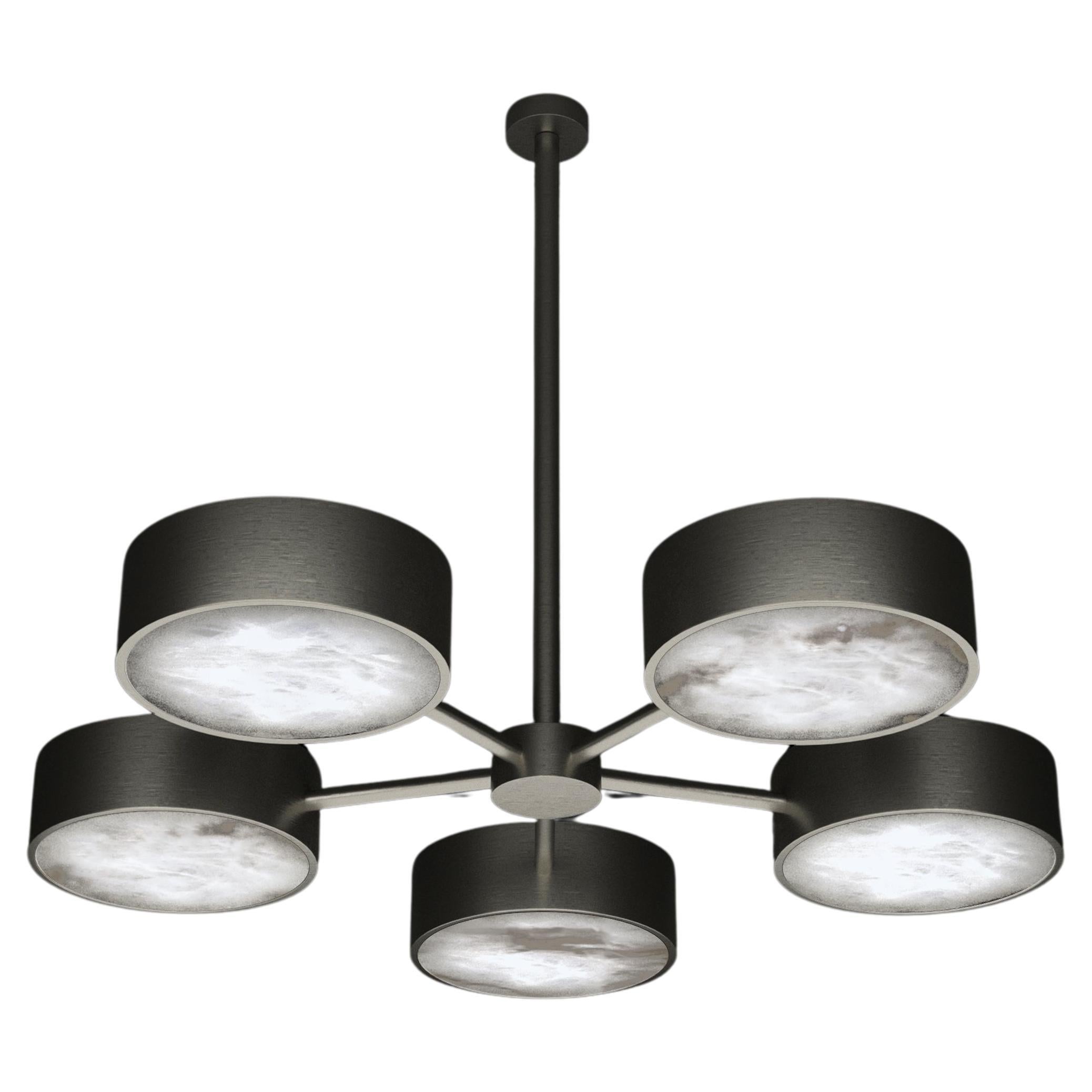 Chaos Brushed Black Metal Chandelier by Alabastro Italiano For Sale