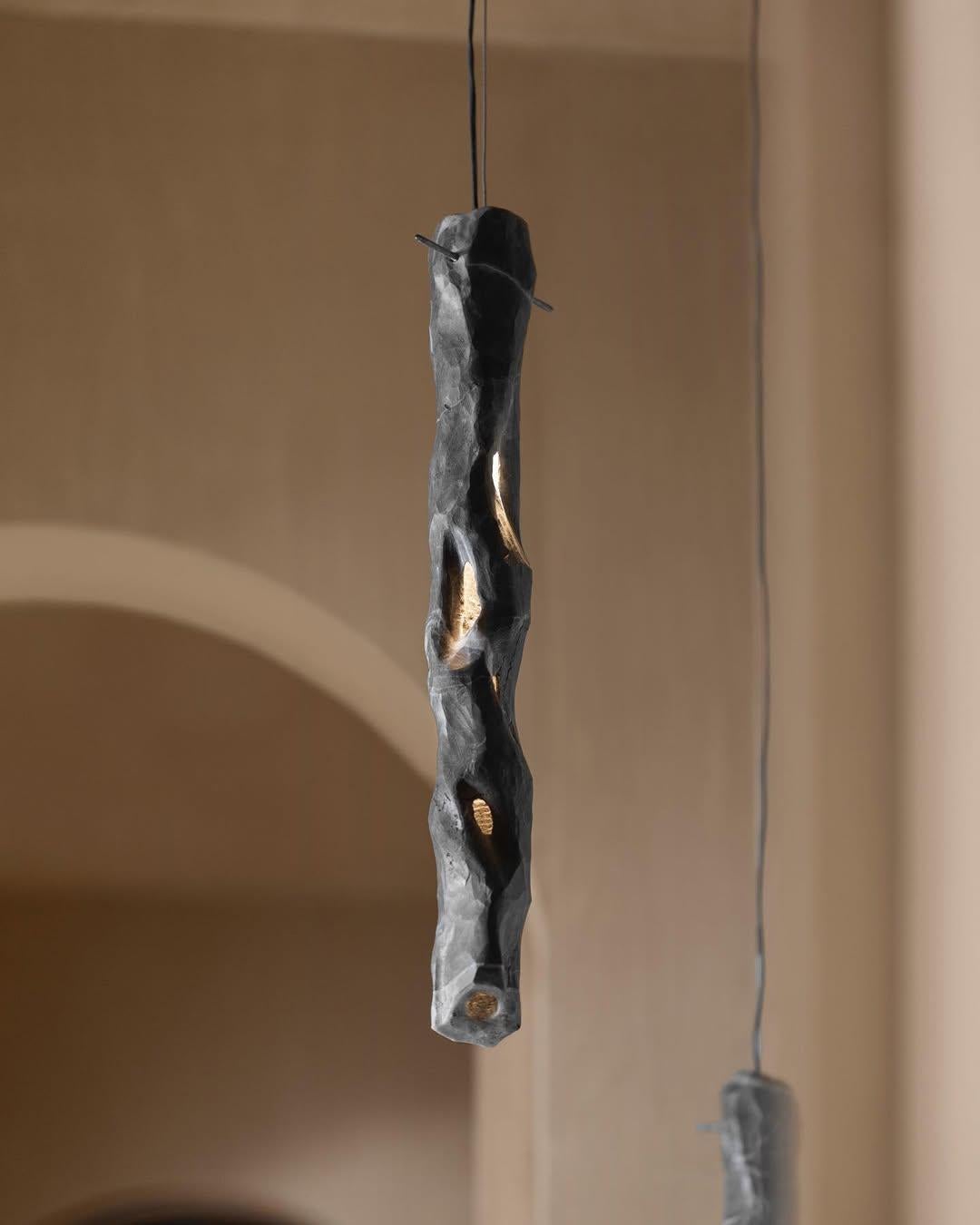 Twisted Form Black Marble and Steel Candelabra Set of 4 by Andres Monnier For Sale 5