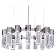 Chaos Led Chandelier Nickel and Clear Crystals by Patrizia Garganti