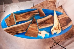 Chaos Live Edge Walnut Roots and Burl Wood Oval Contemporary Dining Table