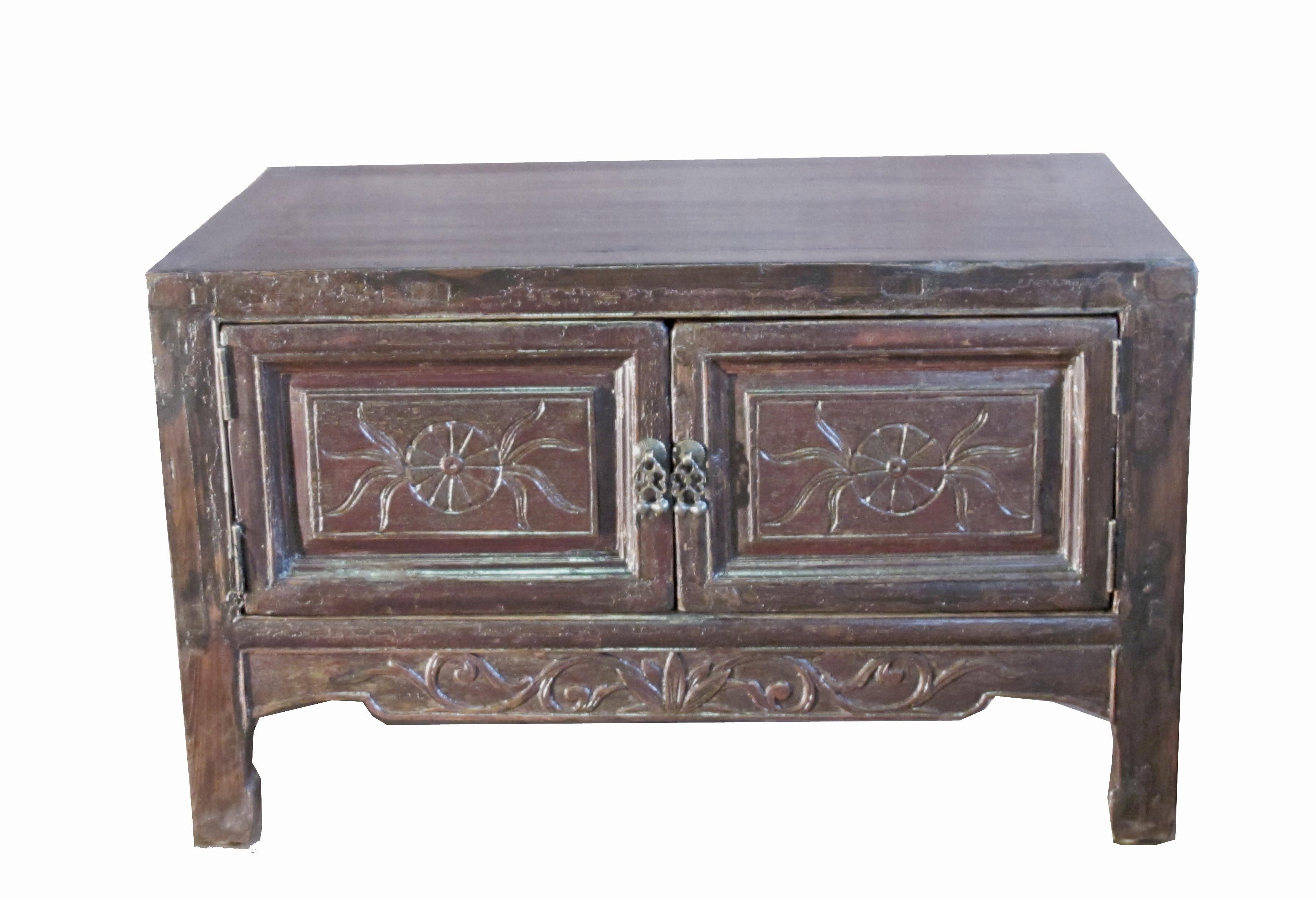 Chaozhou Cabinet with Painted and Carved Panels 2 For Sale 1