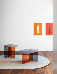 Chap Low Coffee Table in Palladio Orange and Grey Glass by Matteo Zorzenoni