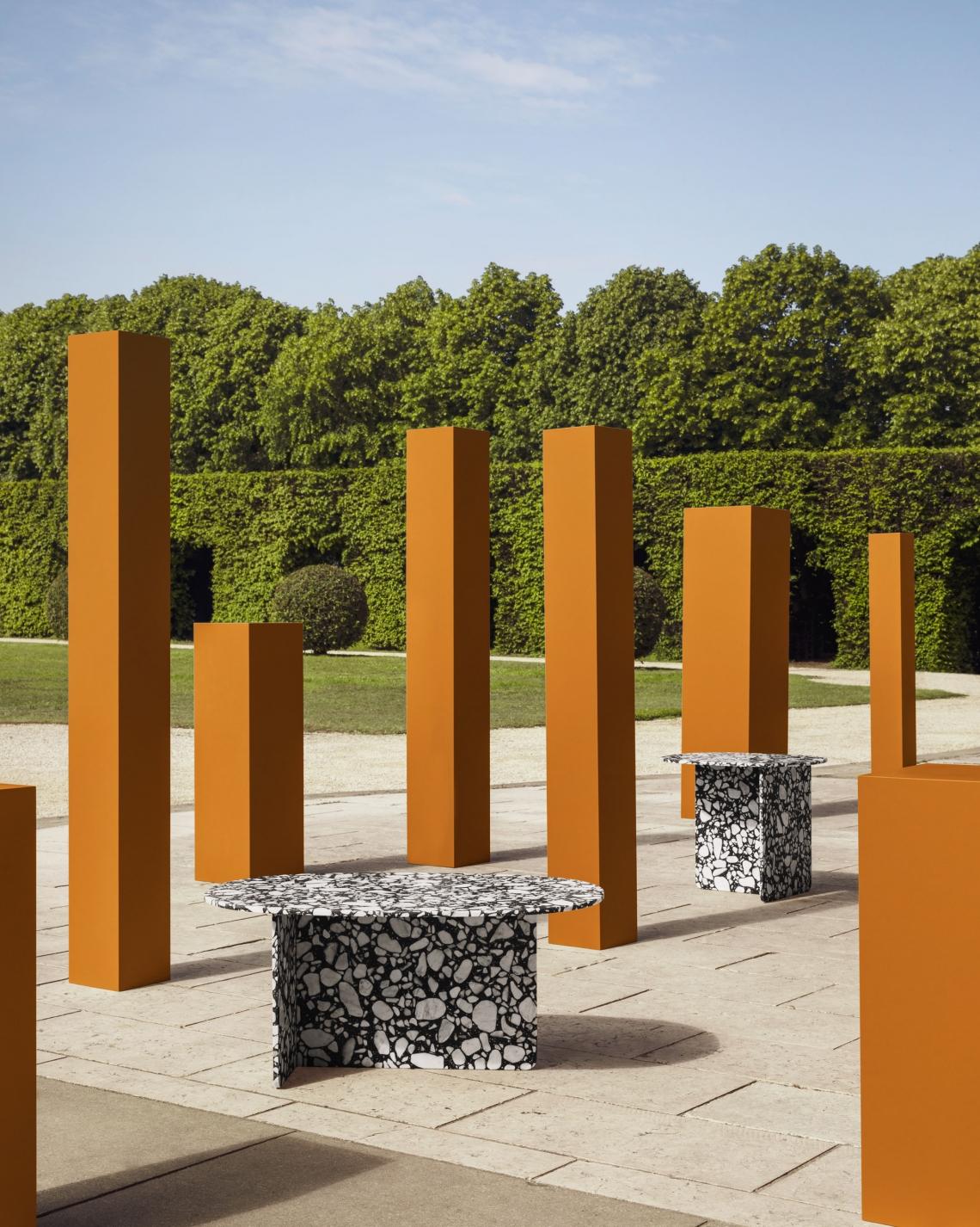 Italian Chap Low Coffee Table in Palladio Orange and Grey Glass by Matteo Zorzenoni For Sale