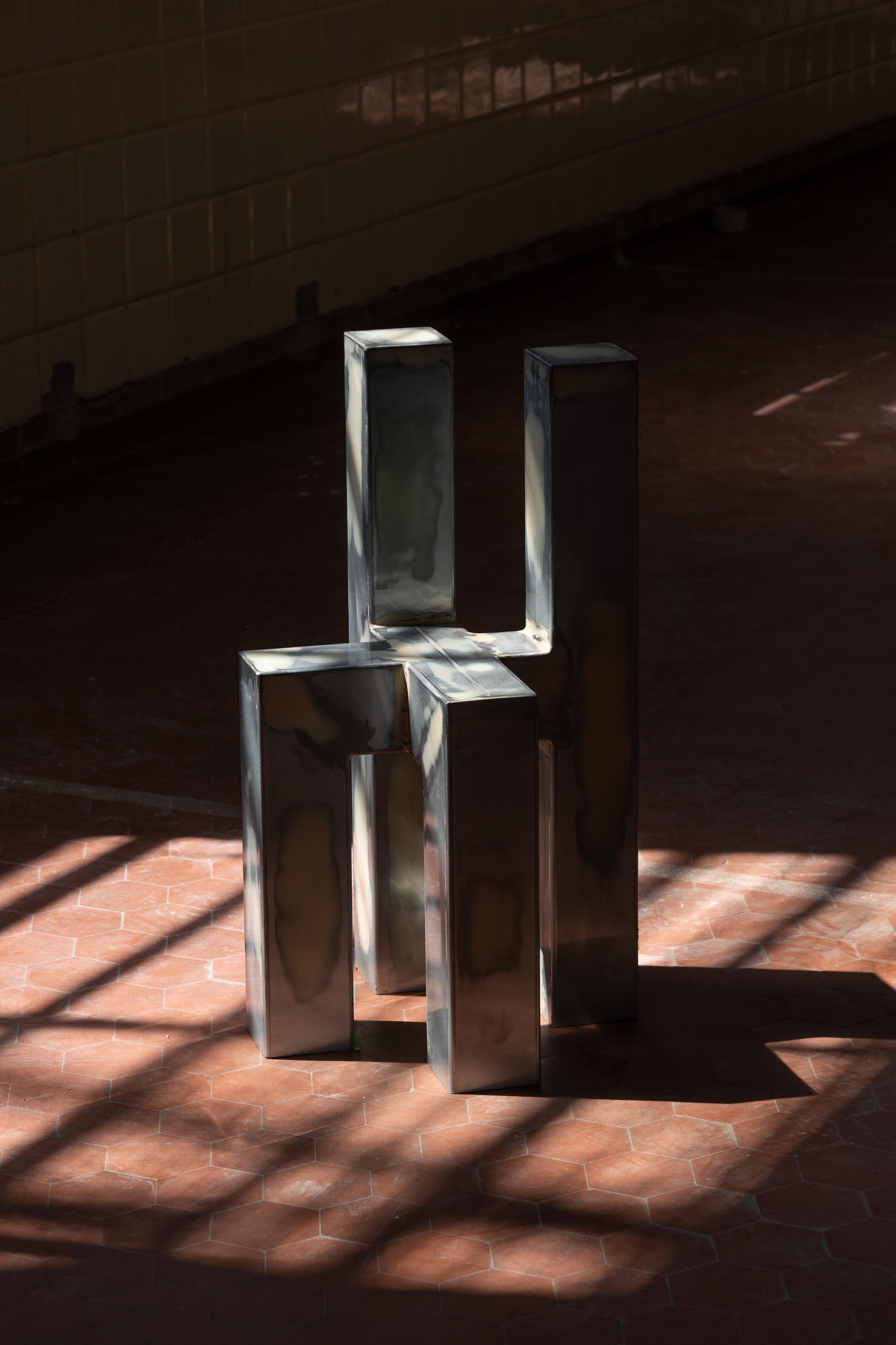 Chapa y Pintura Raw Steel Seat by Mut Design In New Condition For Sale In Geneve, CH