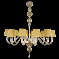 Araña 10 brazos Cristal de Murano dorado, pantallas ámbar Chapeau by Multiforme