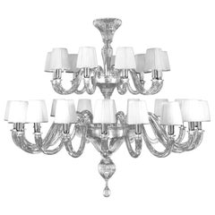 Lampadario 18+9 bracci in cristallo di Murano paralumi fatti a mano da Multiforme