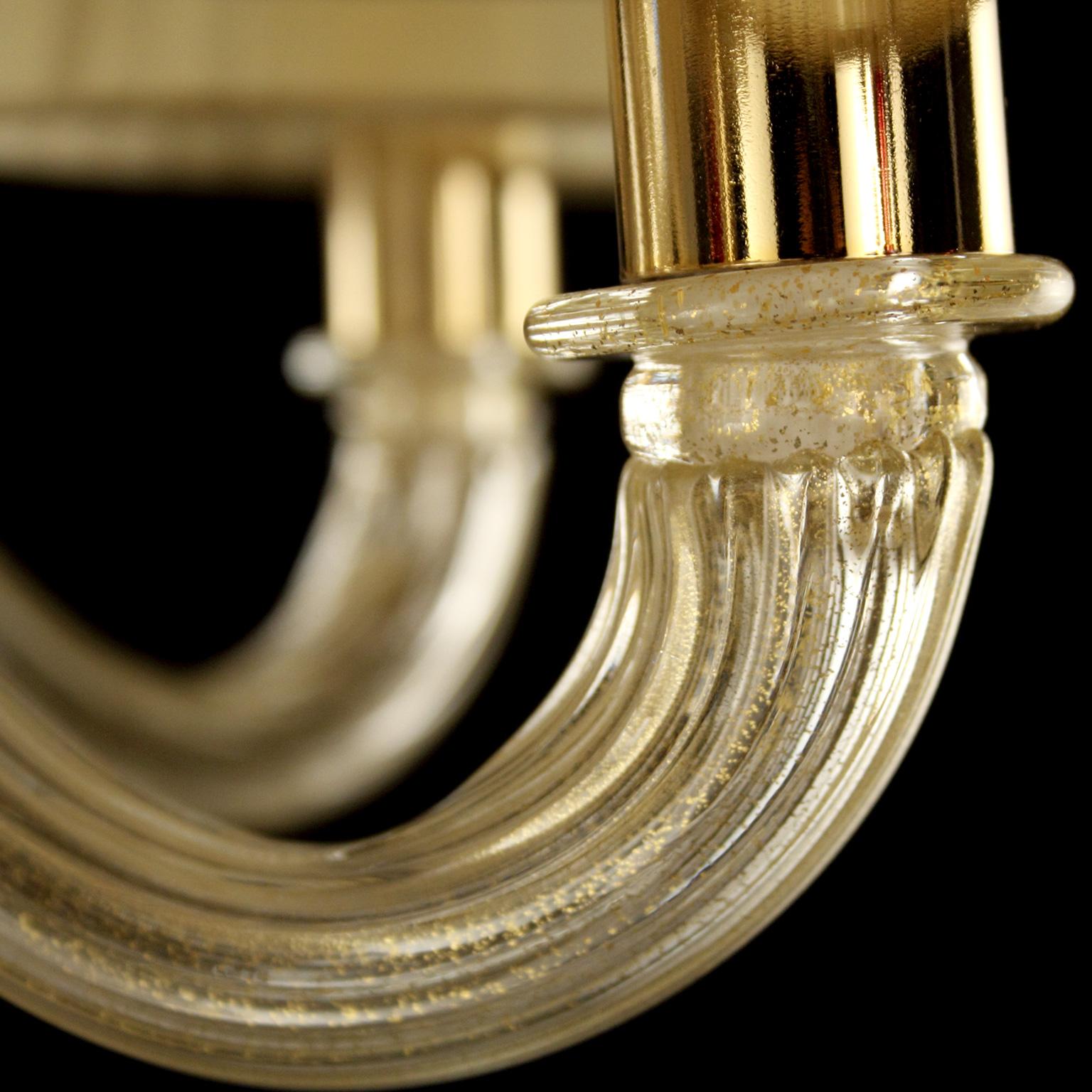 Other Chandelier 6+3 arms Gold Murano Glass organza Lampshade Chapeau by Multiforme For Sale