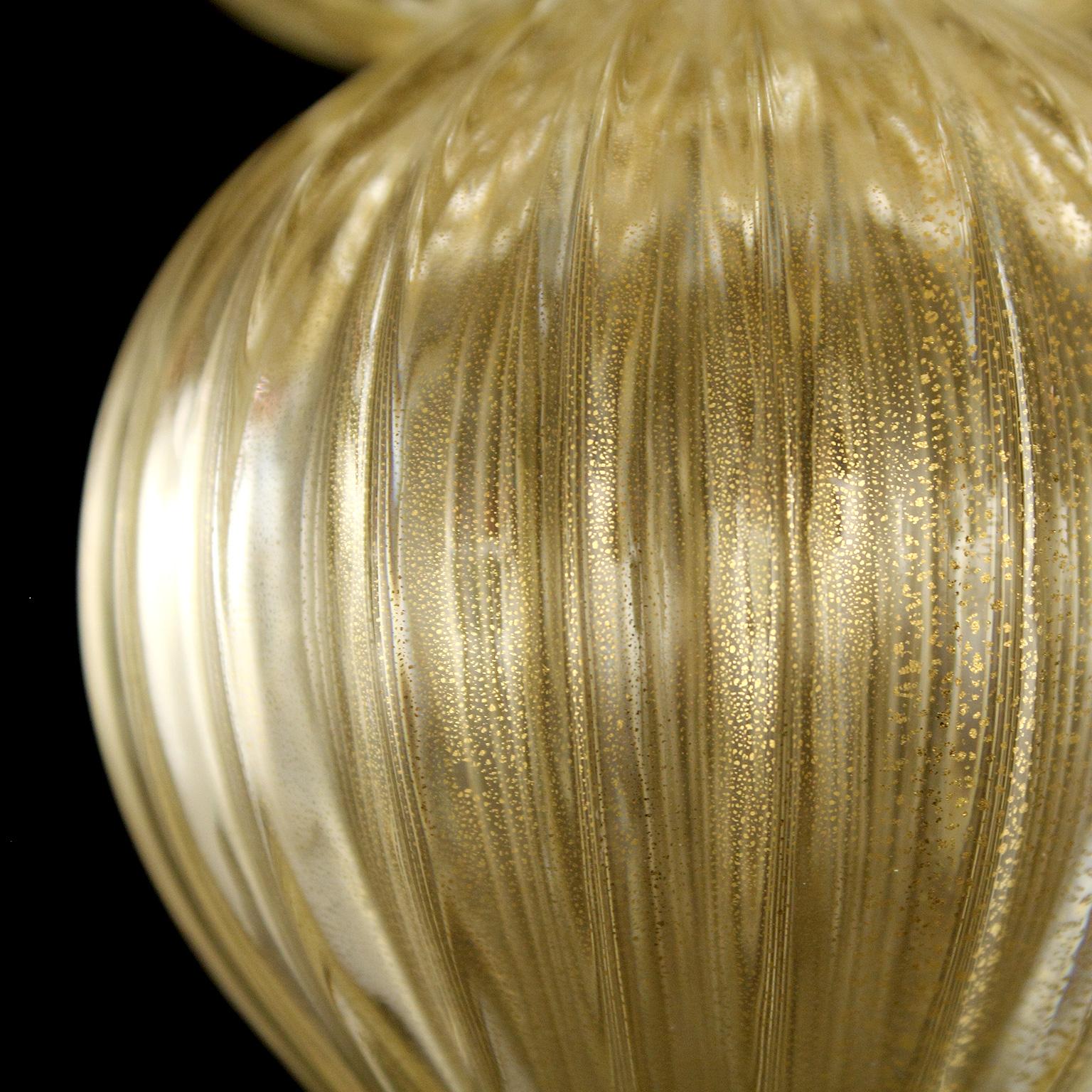 Chandelier 6+3 arms Gold Murano Glass organza Lampshade Chapeau by Multiforme In New Condition For Sale In Trebaseleghe, IT