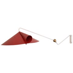 "Chapeau Chinos" Red and White Wall Light by Janette Laverriere for Silberkuppe
