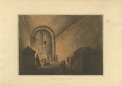 Chapel of Mount Calvary, Jerusalem, Antique Aquatint by Mayer, 1810