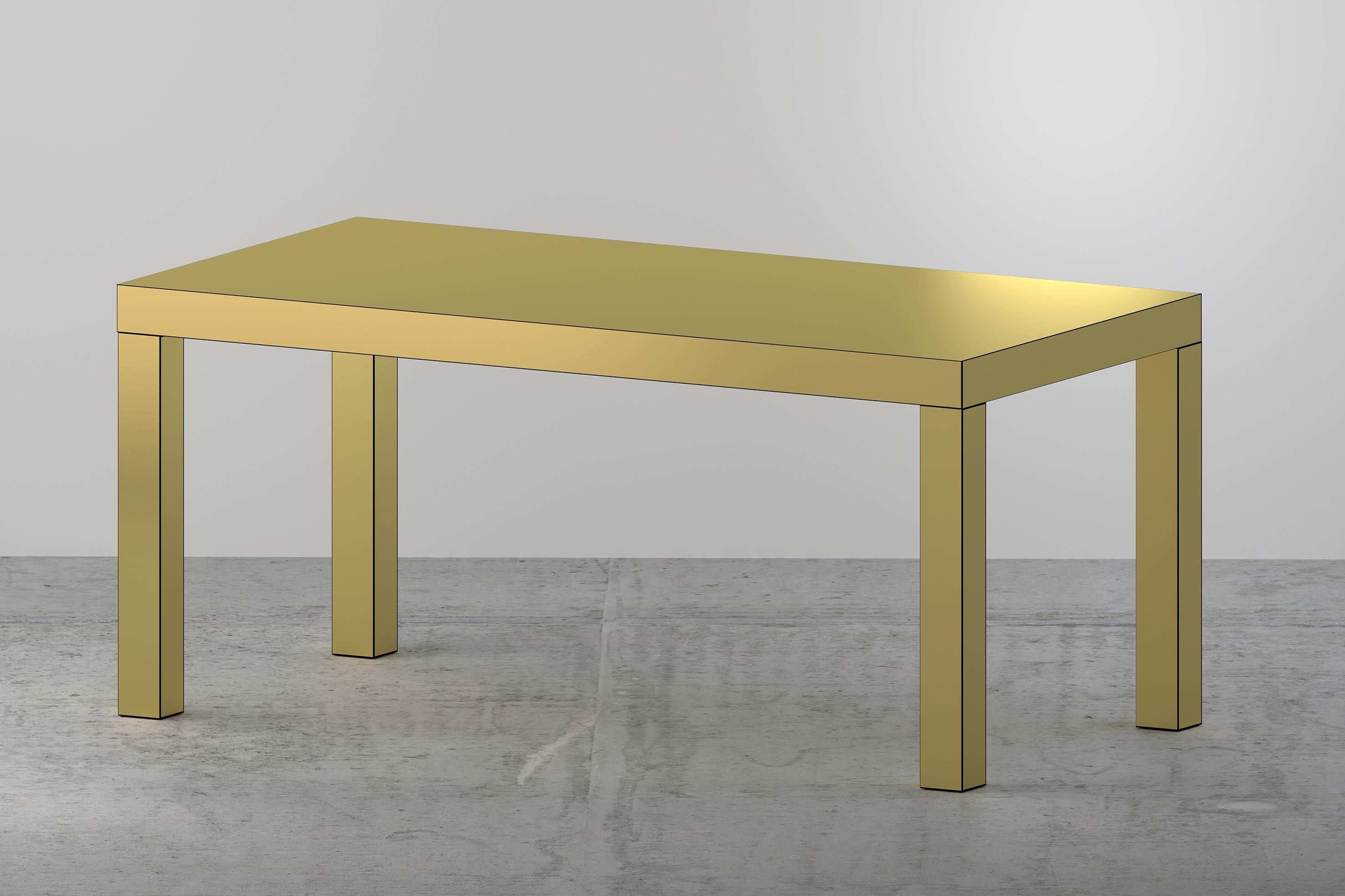 Italian Contemporary Table/Desk Brushed Gold Hitan Aluminium by Chapel Petrassi For Sale