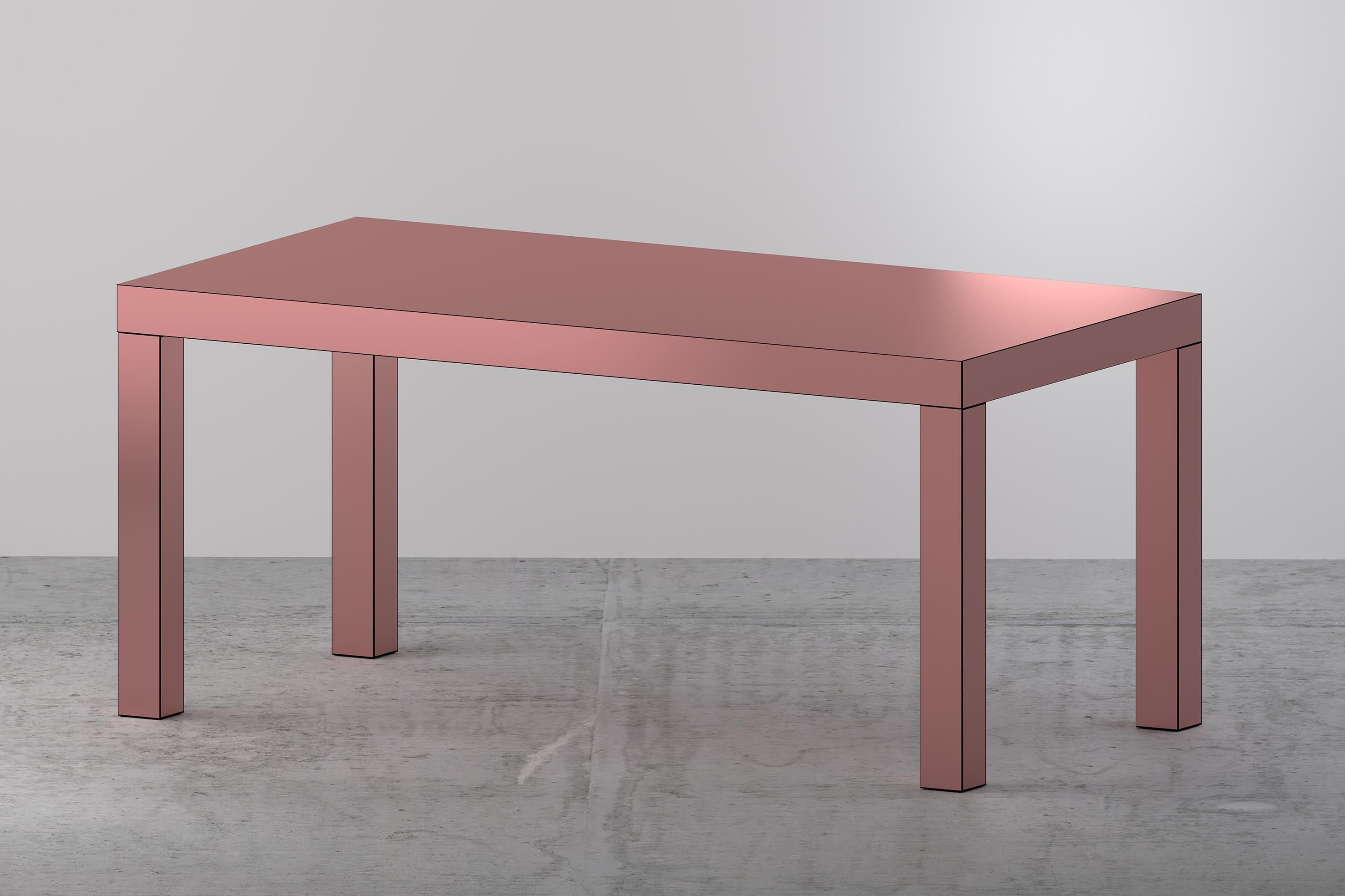 Italian Contemporary Table/Desk Rose Gold Hitan Aluminium by Chapel Petrassi For Sale