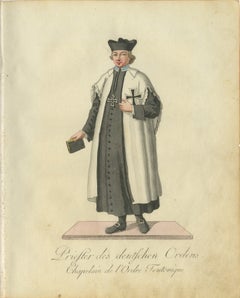Chaplain des Teutonic Order: 1791 Handkolorierte Gravur in Zeremoniellenanzug