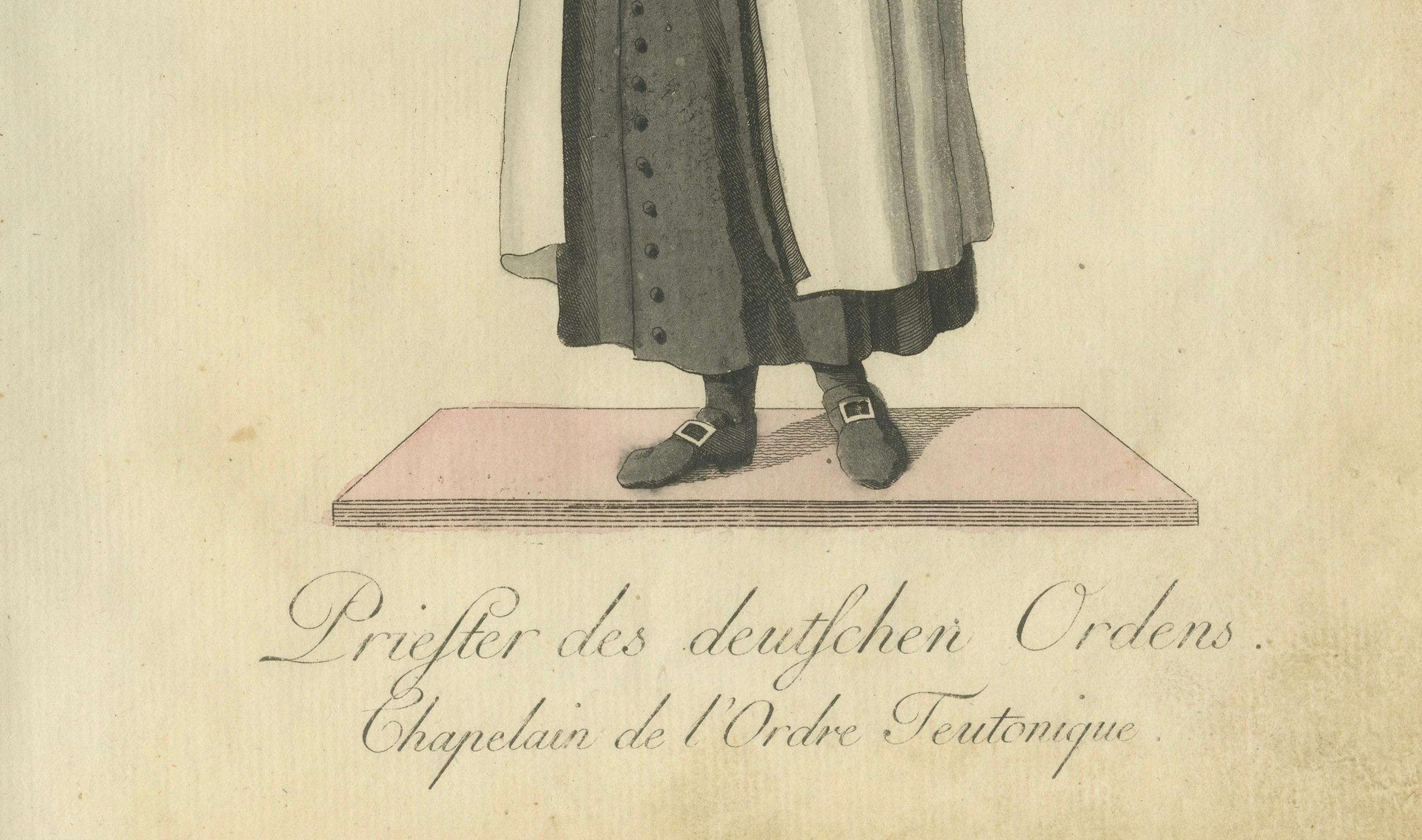 Chaplain des Teutonic Order: 1791 Handkolorierte Gravur in Zeremoniellenanzug (Graviert) im Angebot