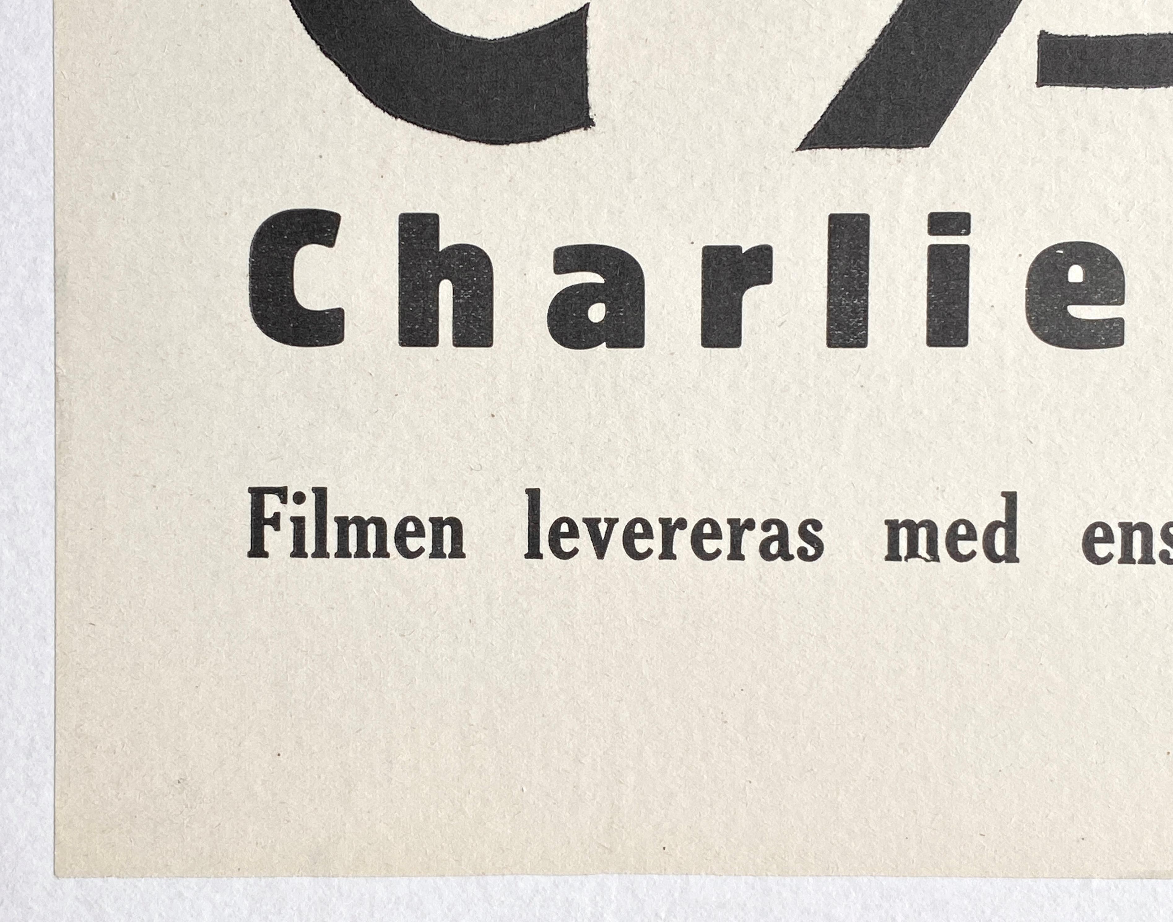 Chaplin 'Burlesque on Carmen' Original Linocut Movie Poster, Swedish, 1920 In Good Condition For Sale In Devon, GB