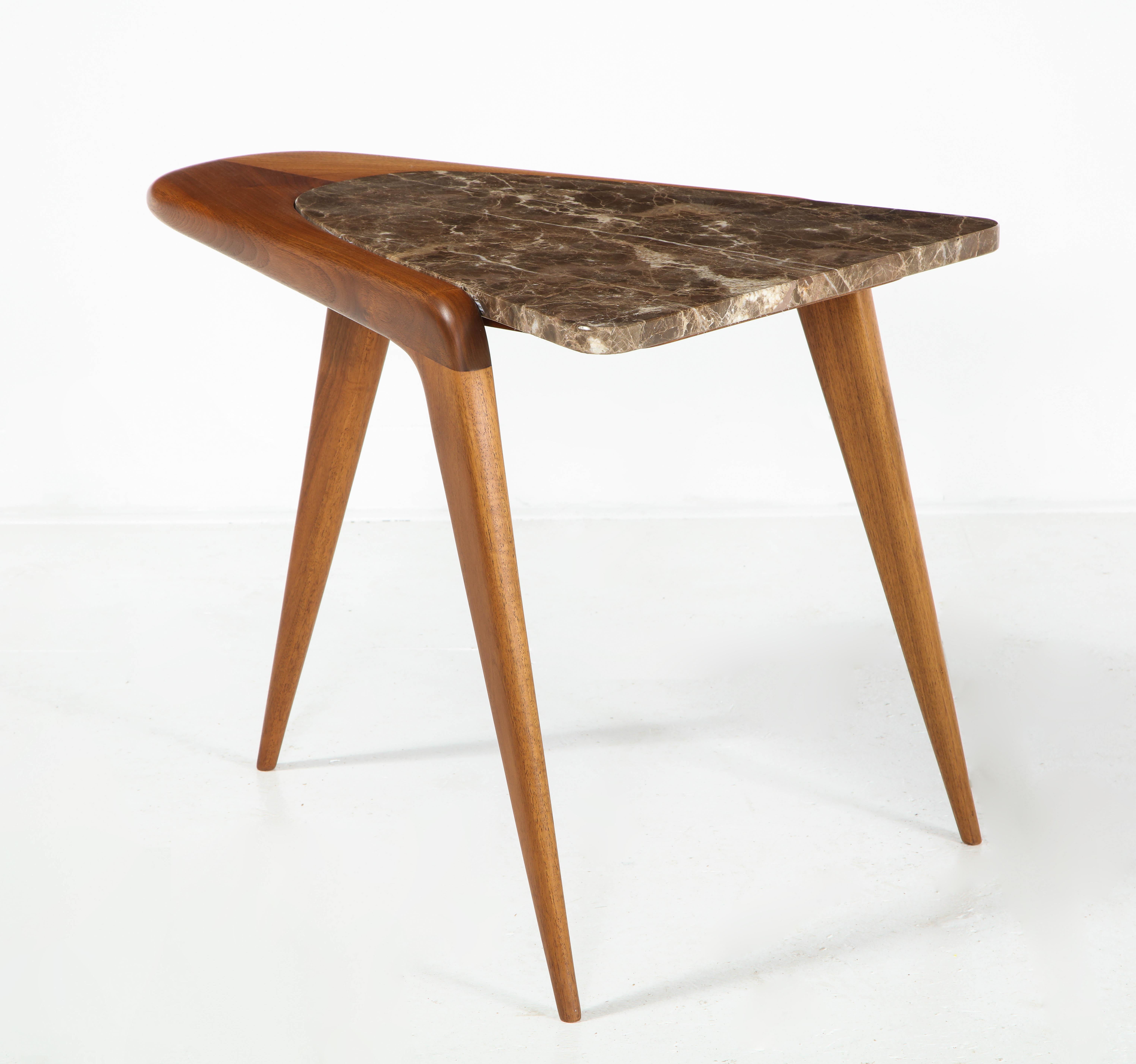 Chaplin End Table in Wood & Stone Offered by Vladimir Kagan Design Group 5