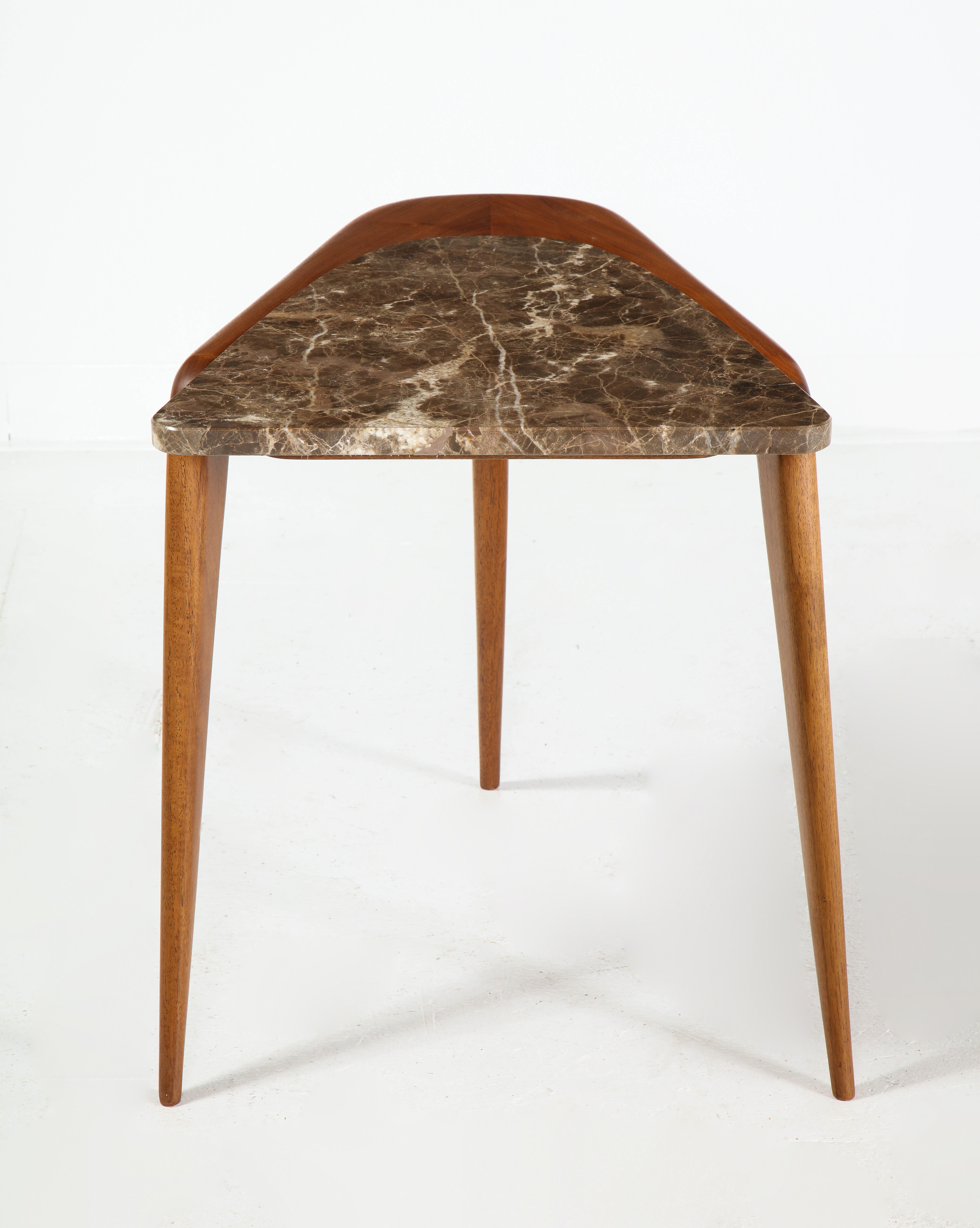 Modern Chaplin End Table in Wood & Stone Offered by Vladimir Kagan Design Group