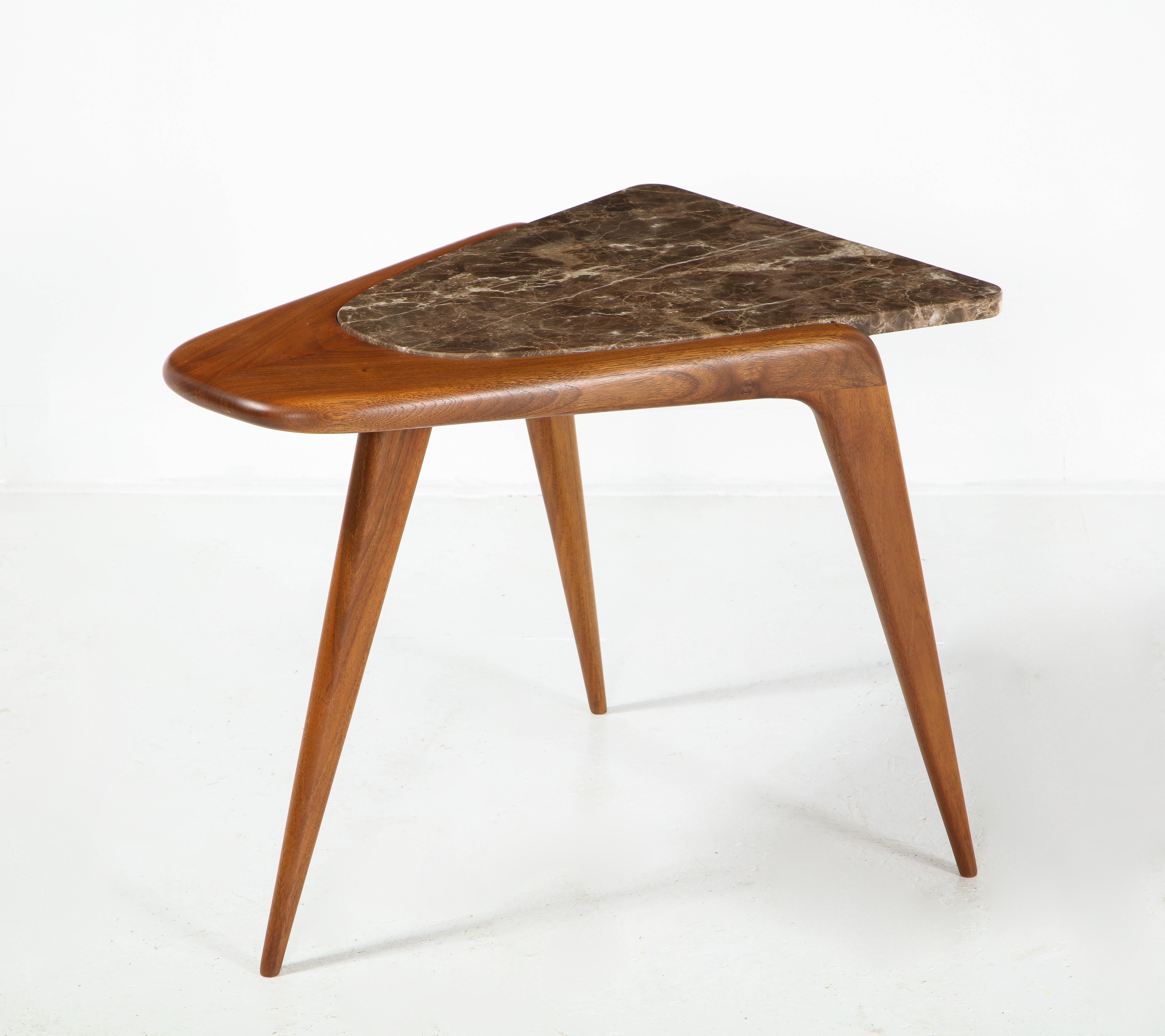 Chaplin End Table in Wood & Stone Offered by Vladimir Kagan Design Group 2