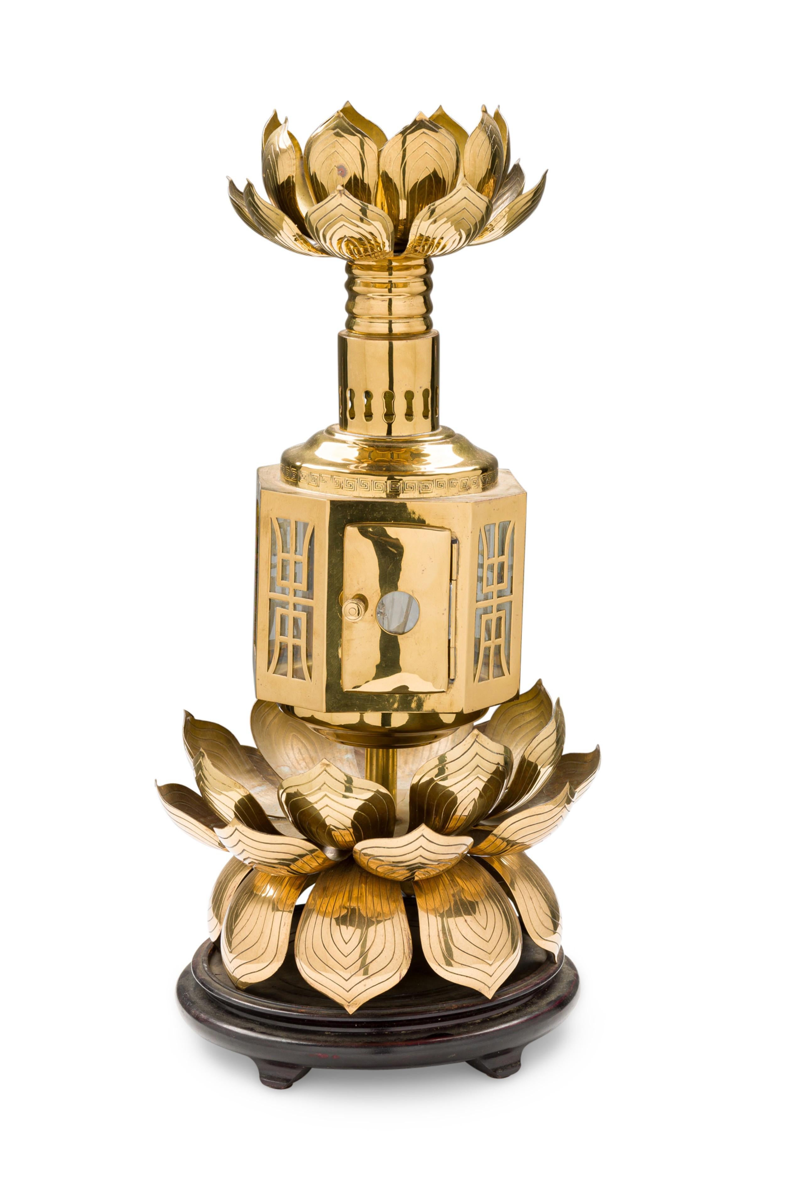 Chapman American Mid-Century Messing Chinesisch Lotus Laterne (Handgefertigt) im Angebot