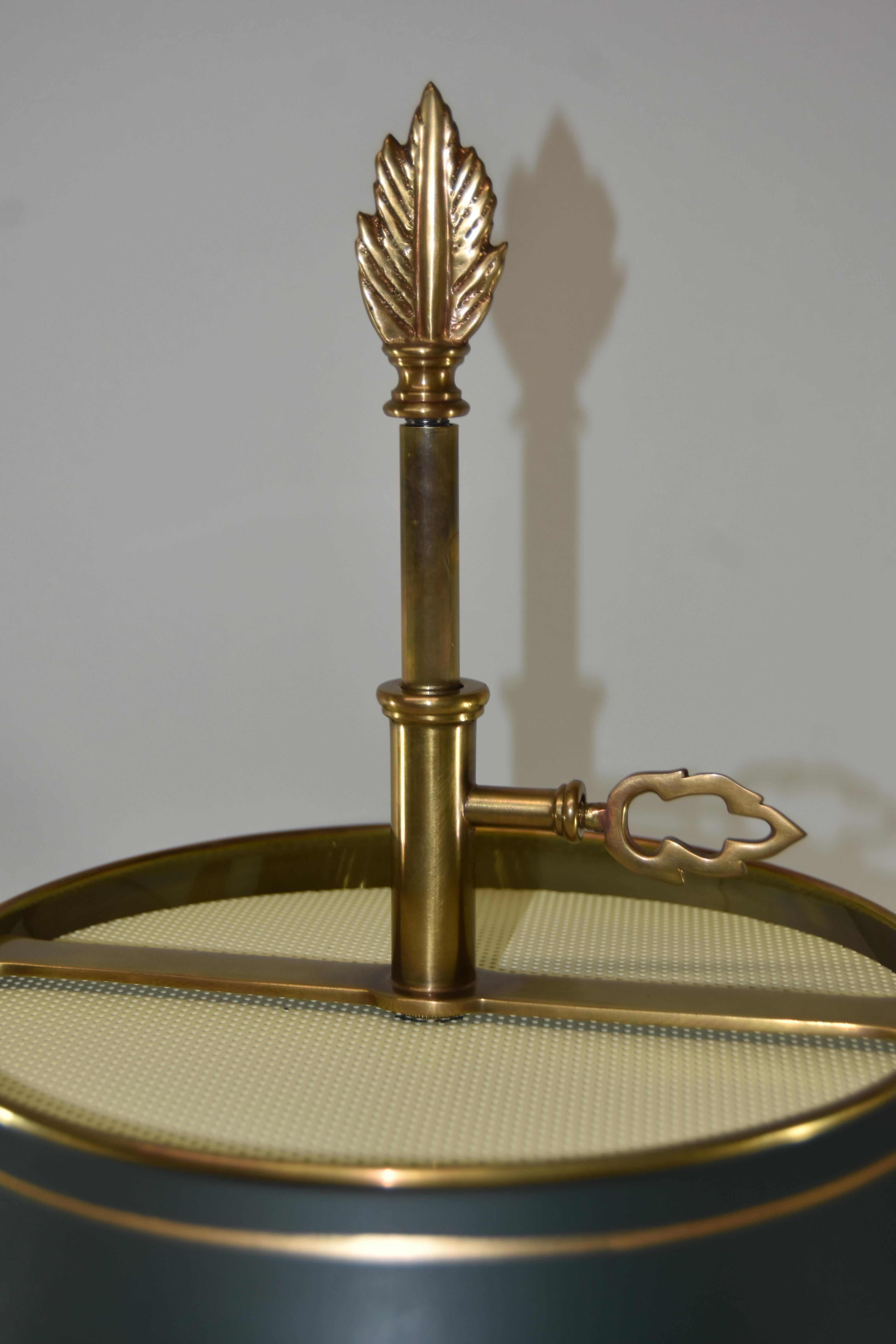 American Classical Chapman Bouillotte Brass Double Swan Table Lamp Tole Shade
