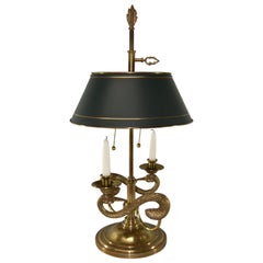Vintage Chapman Bouillotte Brass Double Swan Table Lamp Tole Shade