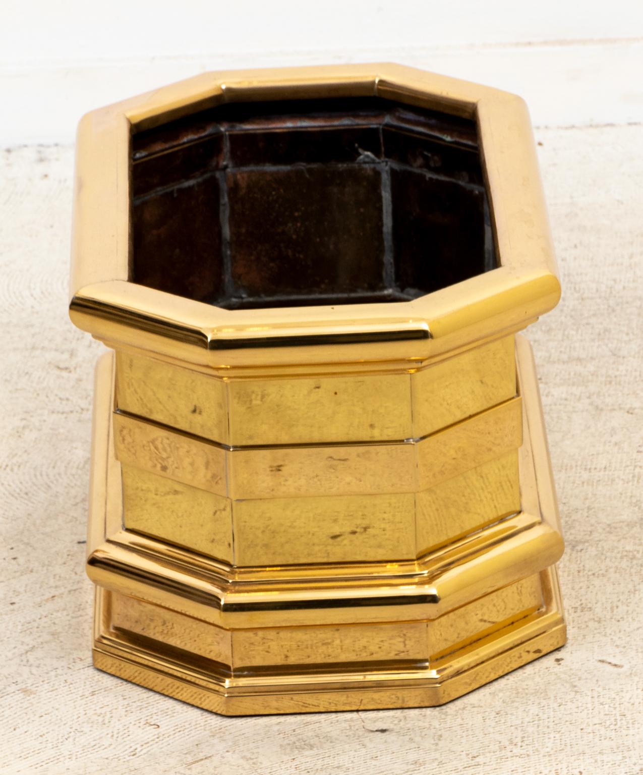 Chapman Brass Geometric Planter In Good Condition In Stamford, CT