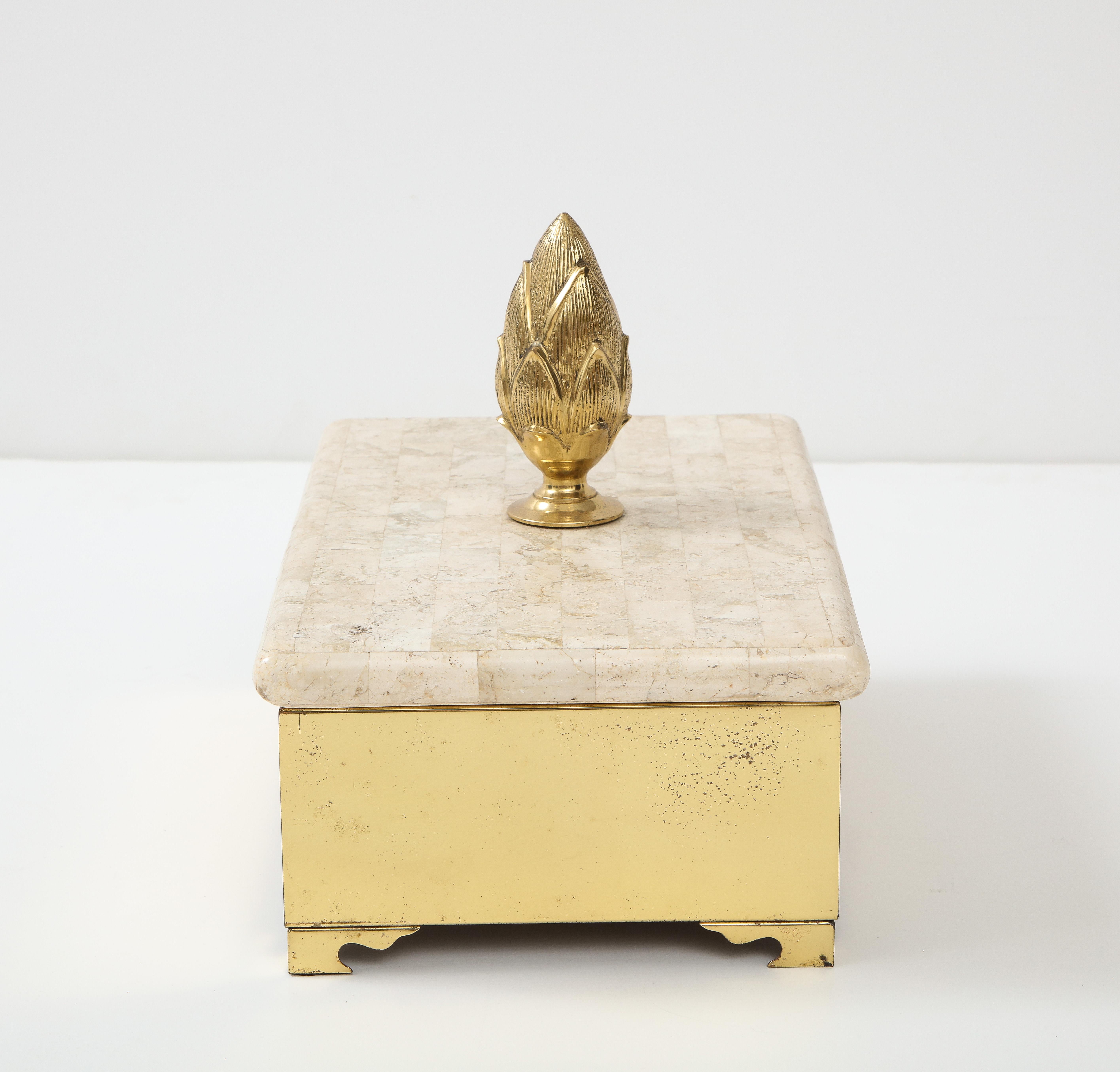 Chapman Brass, Travertine Box In Good Condition For Sale In New York, NY